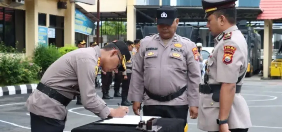 Upacara serah terima jabatan (Sertijab) Kepala Satuan Reserse Kriminal (Kasat Reskrim) Polresta Bengkulu, Jumat 24/01/2025 (Foto:Hanny)/Indonesiaraja.com